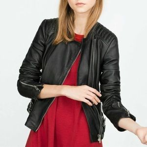 Zara Black Leather Jacket for Women